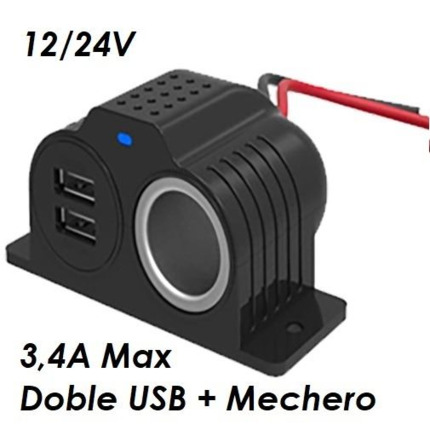 Adaptador enchufe mechero DUO-4 tomas 1 USB