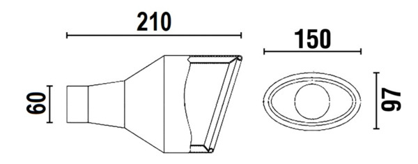 ø60mm Cupra Cola de Escape Especial Izquierda L210mm (3)