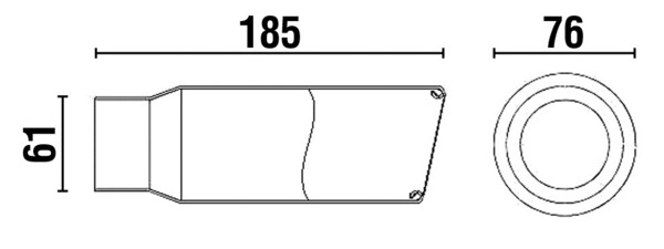 ø61mm Cola de Escape Salida ø76 Redonda Inclinada L185mm (1)