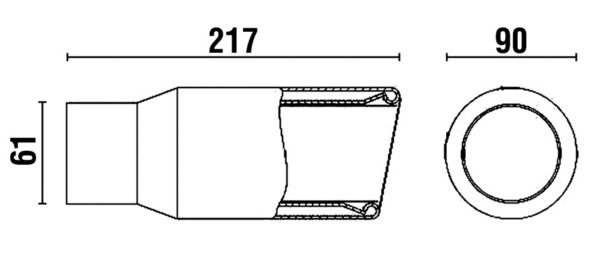 ø61mm Cola de Escape Salida ø90 Redonda L217mm (1)