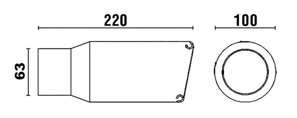 Ø63mm Cola de Escape Negra Mate L220mm (4)