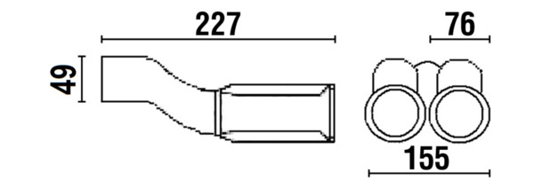 ø66mm Cola de Escape Doble Salida Recta L206mm (1)