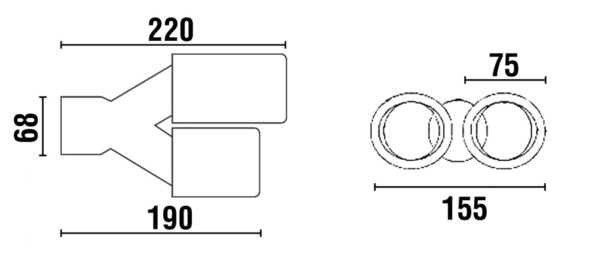 ø66mm Cola de Escape Doble Universal Racing L206mm (3)