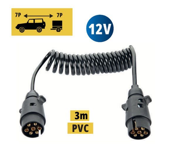 7-7pin Conexión para Remolque 12V · Cable Espiral 3m PVC