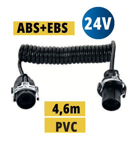 ABS+EBS Conexión para Remolque 24V · Cable Espiral 4,6m PVC