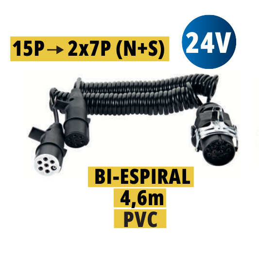 15p-2x7p (N+S) Conexión para Remolque 24V · Cable Espiral 4,6m PVC