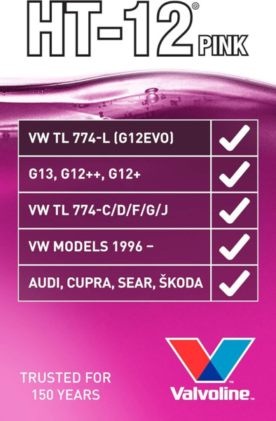 Anticongelante Valvoline HT-12 Pink · G12 Evo -36ºC · 5 Litros (2)