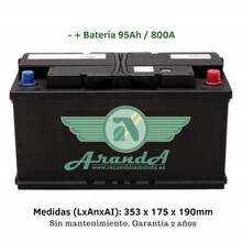 Batería 12V 95Ah Arranque 800A -/+