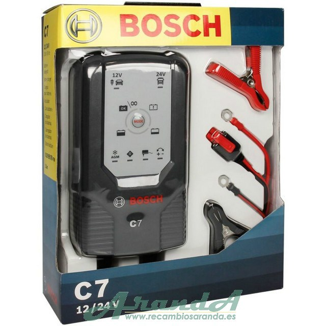 C7 Bosch Cargador de Baterías 12-24V Coche y Camión (AGM, GEL, EFB)
