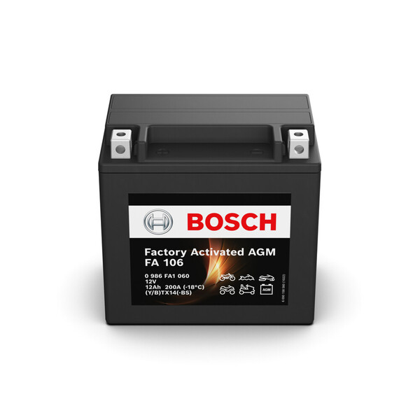 FA106 Bosch Batería AGM Moto 12Ah 200A · YTX14-4