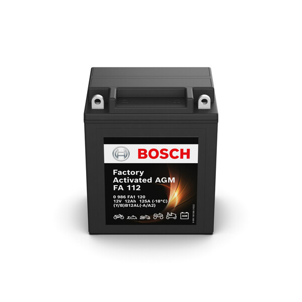 FA112 Bosch Batería AGM Moto 12Ah 125A · YB12AL-A