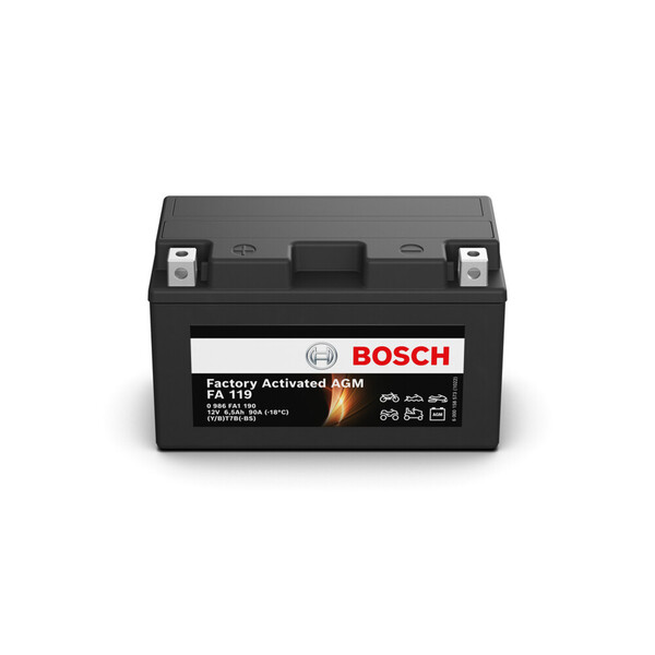 FA119 Bosch Batería AGM Moto 6,5Ah 90A · YT7B-4