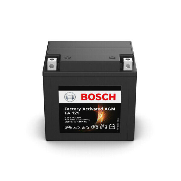 FA129 Bosch Batería AGM Moto 8Ah 110A 12V · YB7-A