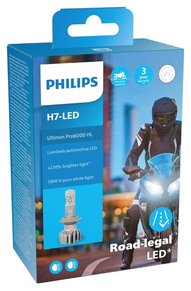 H7 Philips Ultinon PRO 6000 · Luz LED · Unidad · Moto