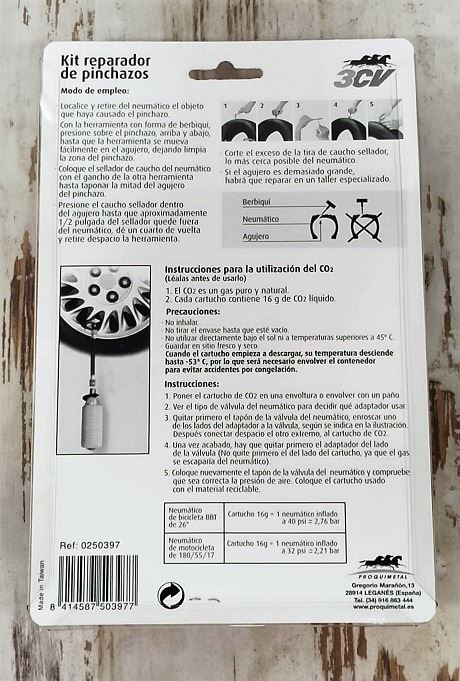 Kit Reparacion Pinchazos a Gas C02 De Rueda Coche/Moto