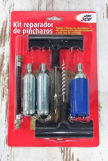 Micro kit de reparacion antipinchazos para moto y coche