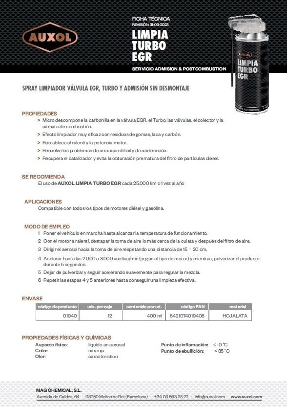 Spray Limpiador Sistema Admisión y EGR · 400ml
