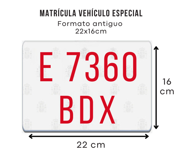 Matrícula Acrílica Vehículo Especial · 220x160 mm