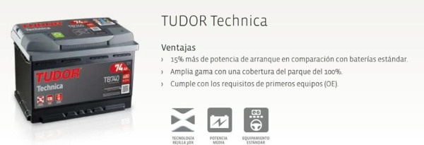 TB740 Batería Tudor Technica 12V - 74Ah - 680A ·Turismos y Berlinas (2)