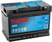 TK720 Batería Tudor AGM Start-Stop 12V 72Ah 760A -/+ Turismos y Berlinas