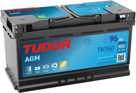 TK960 Batería Tudor AGM Start-Stop 12V 96Ah 850A -/+ Turismos y Berlinas